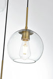 Living District Baxter 5-light brass pendant with clear glass