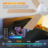 Ceiling Fans with Lights, 52 Inch Low Profile Ceiling Fan with Light and Remote Control,Reversible,RGB,3CCT, Dimmable,Quiet,White Ceiling Fan for Bedroom Indoor/Outdoor Use