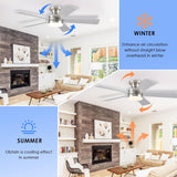 46IN Ceiling Fan with Lights and Remote/APP - Flush Mount Low Profile Ceiling Fan Light with 3CCT Dimmable, 6 Speeds Reversible, Modern Fan Light Fixture for Indoor, Covered Patios, Nickel