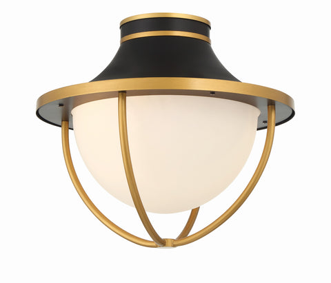 Atlas 2 Light Matte Black + Textured Gold Outdoor Semi Flush Mount - C193-ATL-700-MK-TG