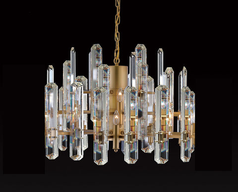Barrington Round Chandelier 24" - 12 Lights Sophisticated K9 Crystal Design with Adjustable Height for Indoor Ambience Gold Finish - A500-CG/51002/12