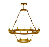 Wrought Iron Vintage Barn Metal Castile Two Tier Chandelier Chandeliers Industrial Loft Rustic Lighting W 26" H 55" - G7-CG/3428/12+6