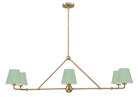 Xavier 6 Light Vibrant Gold + Green Chandelier - C193-XAV-B9306-VG-GR