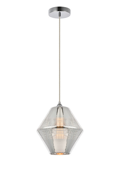 ZC121-LDPD2014 - Living District: Reflection Collection Pendant D9in H10.5in Lt:1 Chrome finish and horizontal lines