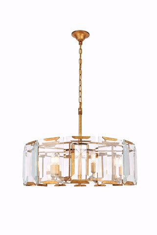 ZC121-1211D30GI - Urban Classic: Monaco 8 light Golden Iron Chandelier Clear Glass Crystal