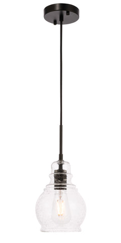 ZC121-LD6201BK - Living District: Pierce 1 light Black and Clear seeded glass pendant