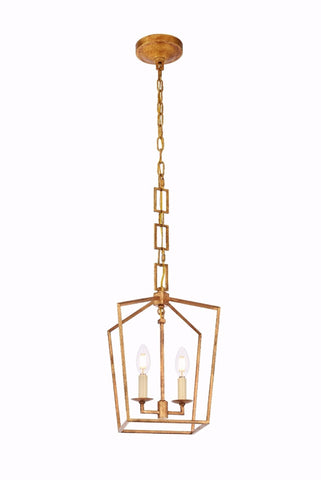 ZC121-1512D9GI - Urban Classic: Denmark 2 light Golden Iron Pendant