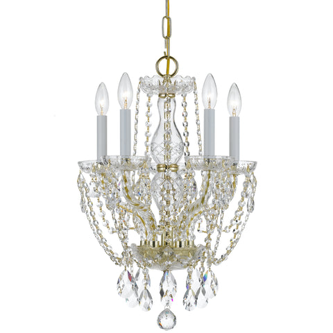 5 Light Polished Brass Crystal Mini Chandelier Draped In Clear Spectra Crystal - C193-1129-PB-CL-SAQ