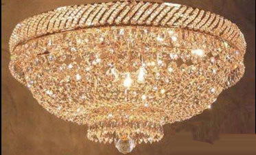 French Empire Crystal Flush Chandelier Lighting H 16" W 23" - F93-Flush/448/9