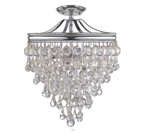 3 Light Polished Chrome Transitional Ceiling Mount Draped In Clear Glass Drops - C193-130-CH_CEILING