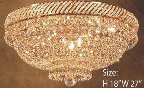 French Empire Crystal Semi Flush Basket Chandelier Lighting H18" X W27" - F93-Flush/Cg/448/12