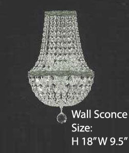 Swarovski Crystal Trimmed Wall Sconce Empire Crystal Wall Sconce Lighting W 9.5" H 18" D 5" - A81-Cs/4/5/Wallsconce Sw