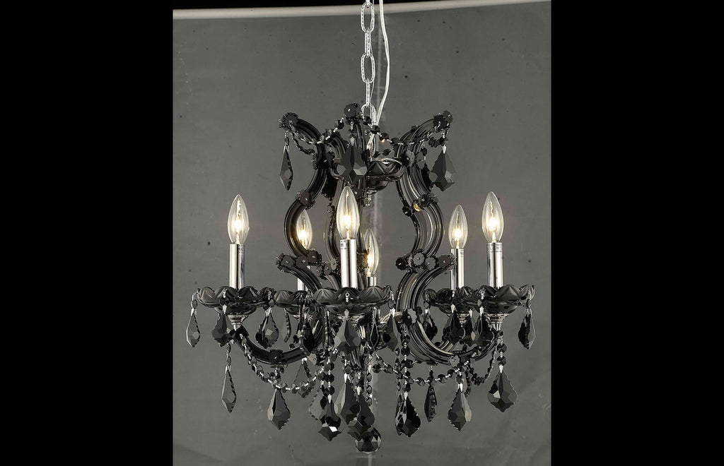 ZC121-2800D20B-JT/RC - Regency Lighting: Maria Theresa 6 light Black Pendant Jet (Black) Royal Cut Crystal