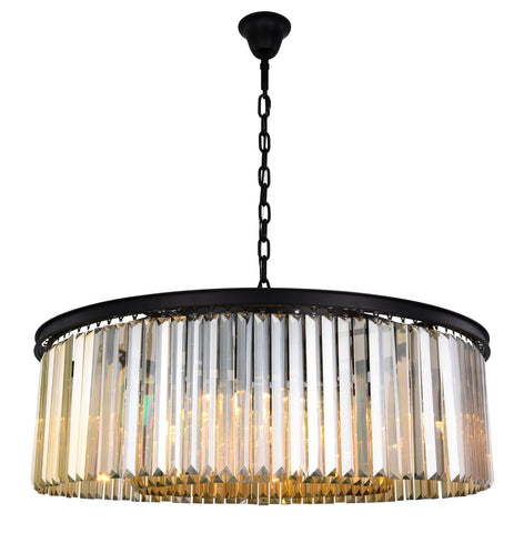 ZC121-1238G43MB-GT/RC - Urban Classic: Sydney 10 light Matte Black Chandelier Golden Teak (Smoky) Royal Cut Crystal