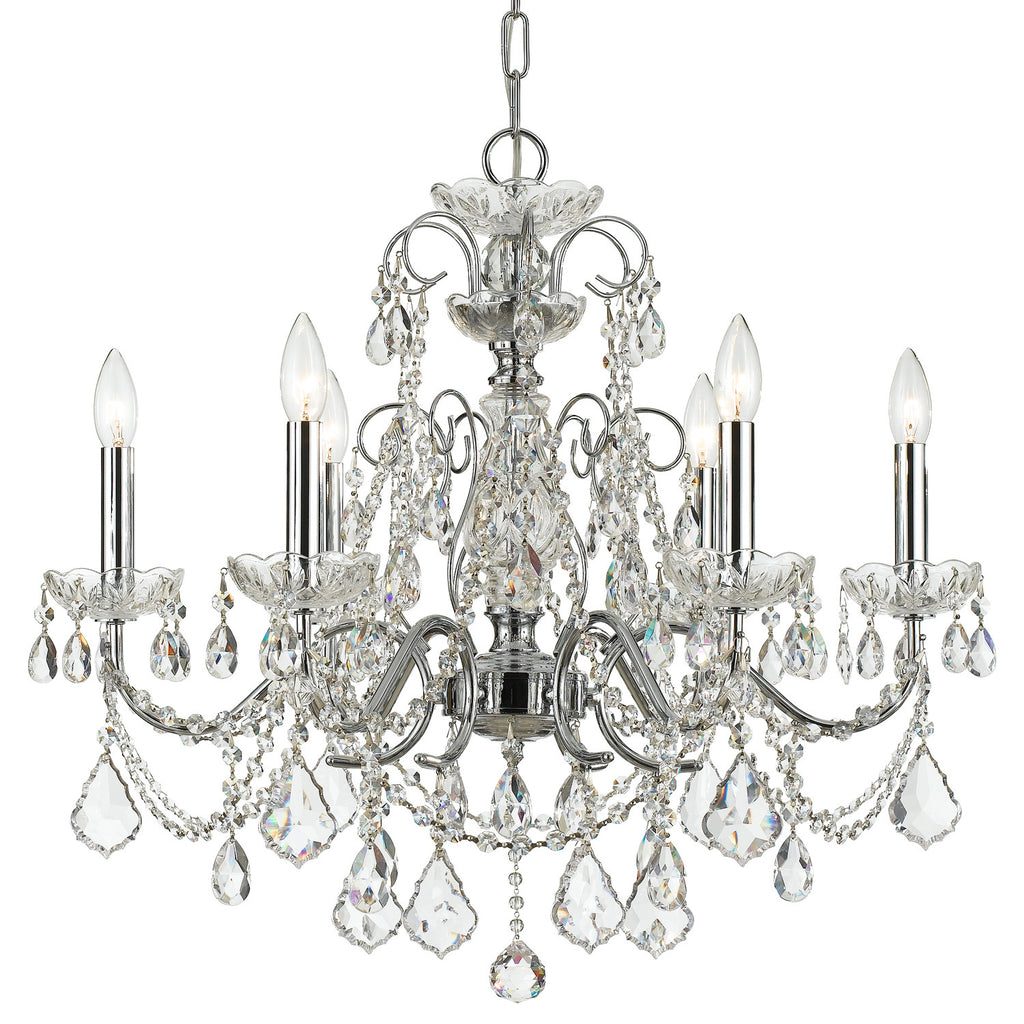 6 Light Polished Chrome Crystal Chandelier Draped In Clear Hand Cut Crystal - C193-3226-CH-CL-MWP