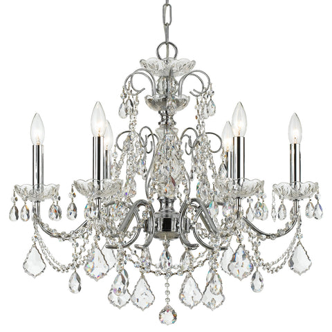 6 Light Polished Chrome Crystal Chandelier Draped In Clear Hand Cut Crystal - C193-3226-CH-CL-MWP