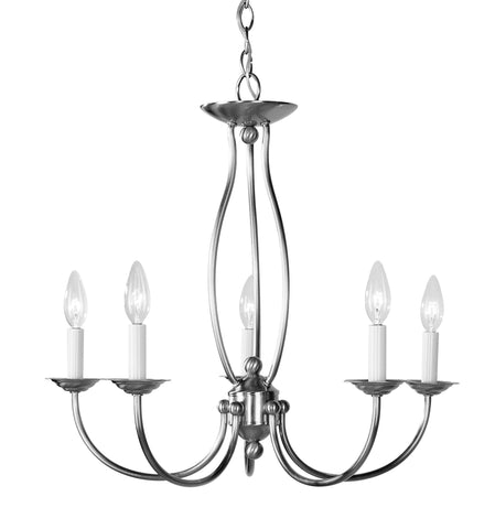 Livex Home Basics 5 Light Brushed Nickel Chandelier - C185-4155-91