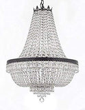 Set of 2-1 French Empire Crystal Chandelier Lighting H30" X W24" w/Dark Antique Finish! and 1 French Empire Crystal Flush Chandelier Lighting H18" X W24" w/Dark Antique Finish! - 1EA CB/870/9 + 1EA FLUSH/CB/870/9