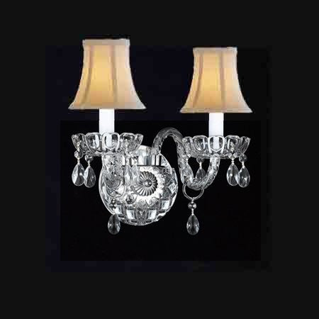 Swarovski Crystal Trimmed Chandelier Murano Venetian Style Crystal Wall Sconce Lighting With White Shades - A46-Whiteshades/2/386Sw