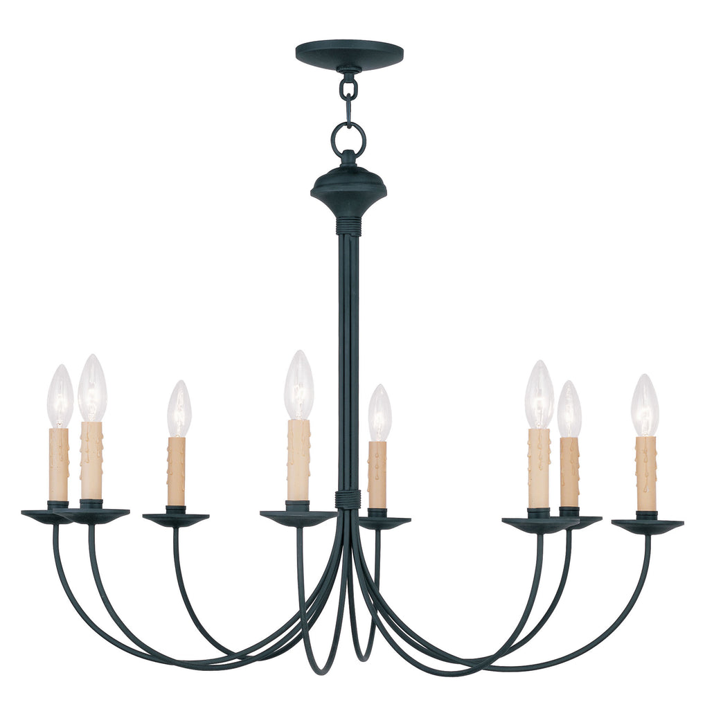 Livex Heritage 8 Light Black Chandelier - C185-4457-04