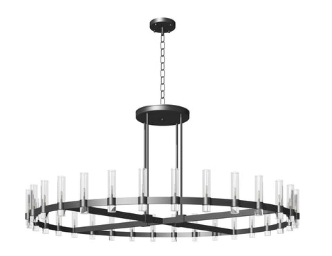 Varella Round Chandelier 72" Vintage Barn Metal Industrial Loft Rustic Lighting Great for Living Room, Dining Room, Foyer and Entryway - G7-CB/4461/24