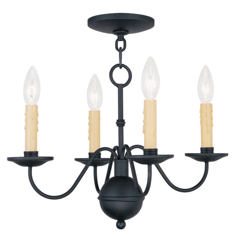 Livex Heritage 4 Light Black Mini Chandelier - C185-4494-04