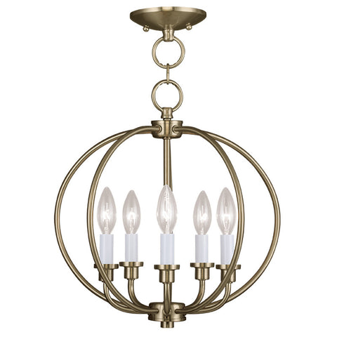 Livex Milania 5 Light AB :Chain Lantern/Ceiling Mount - C185-4665-01