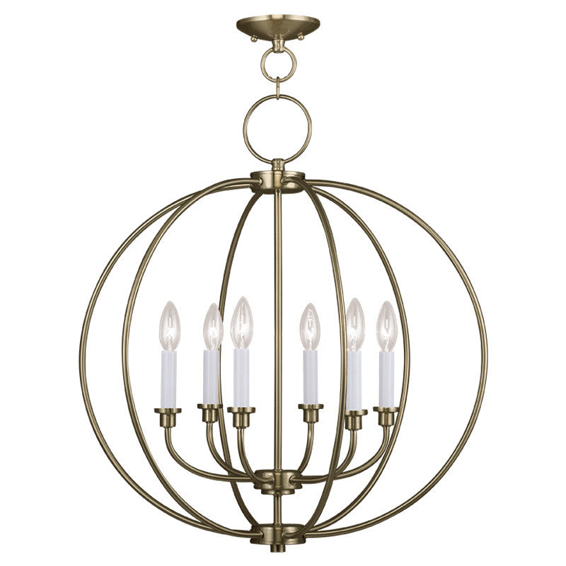 Livex Milania 6 Light Antique Brass Chandelier - C185-4666-01