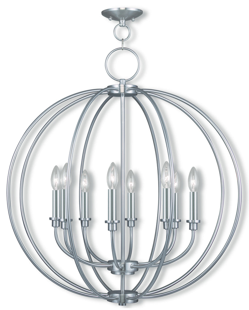 Livex Milania 8 Light Brushed Nickel Chandelier - C185-4668-91