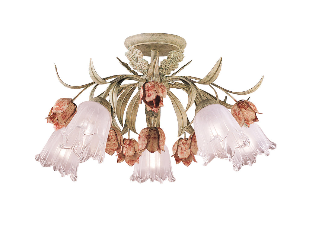 5 Light Sage/Rose Floral Ceiling Mount - C193-4800-SR