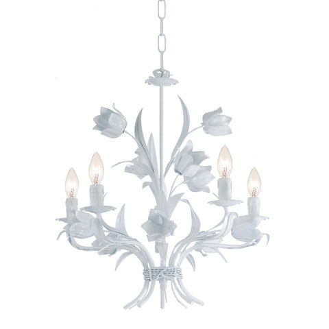 5 Light Wet White Floral Chandelier - C193-4815-WW