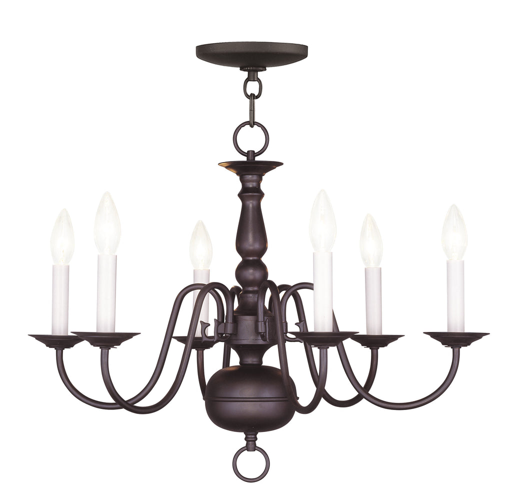 Livex Williamsburgh 6 Light Bronze Chandelier - C185-5006-07