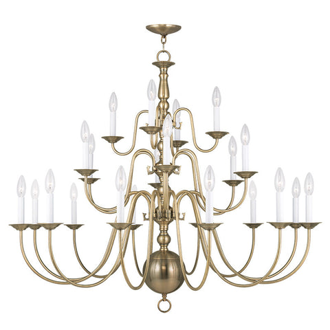 Livex Williamsburgh 22 Light Antique Brass Chandelier - C185-5015-01