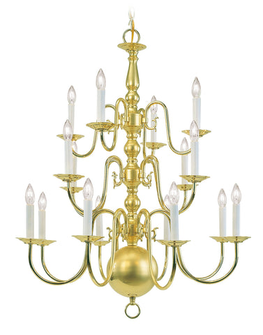 Livex Williamsburgh 16 Light Polished Brass Chandelier - C185-5016-02