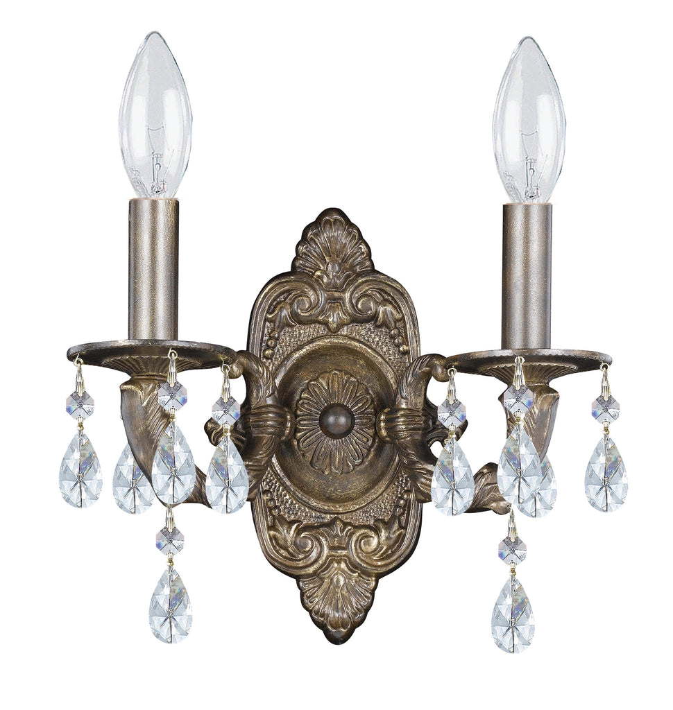 2 Light Venetian Bronze Youth Sconce Draped In Clear Spectra Crystal - C193-5022-VB-CL-SAQ