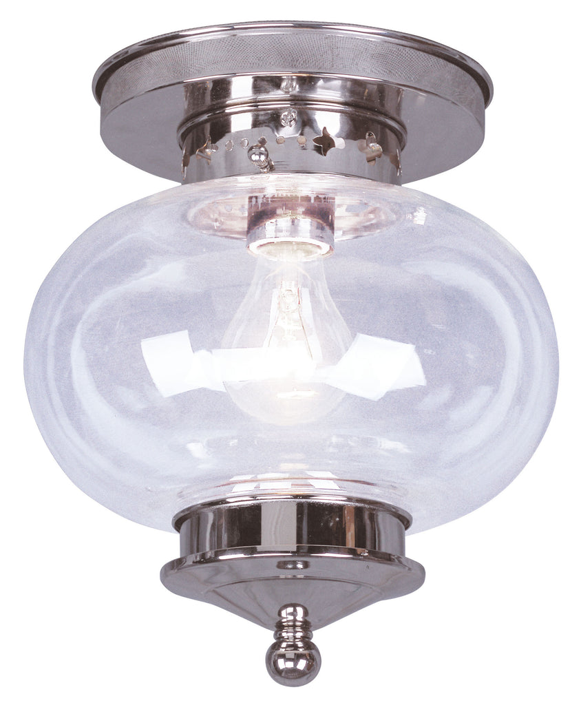 Livex Harbor 1 Light Polished Nickel Ceiling Mount - C185-5032-35