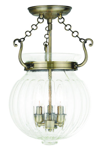 Livex Everett 3 Light Antique Brass Ceiling Mount - C185-50504-01