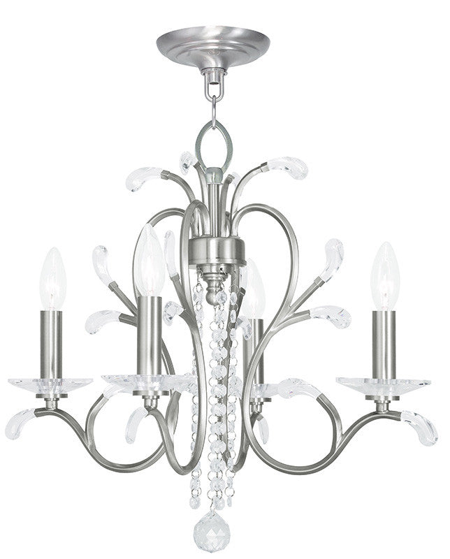 Livex Serafina 4 Light Brushed Nickel Mini Chandelier - C185-51004-91