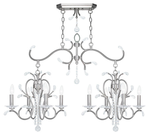 Livex Serafina 4 Light + 4 Light BN Linear Chandelier - C185-51007-91