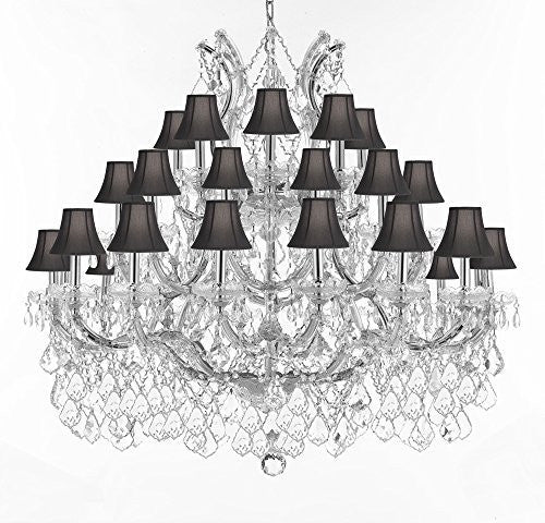 Maria Theresa Crystal Chandelier Lighting With Black Shades H 39" W 44" - Perfect For An Entryway Or Foyer - Cjd-B62/Cs/Sc/Blackshades/2181/44