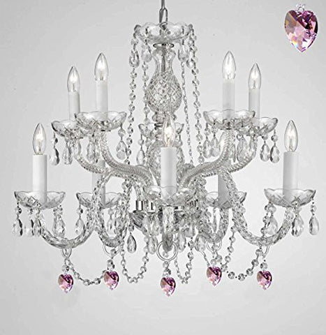 Empress Crystal (Tm) Chandelier Lighting With Pink Color Crystal - G46-B21/1122/5+5