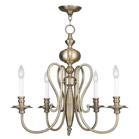 Livex Caldwell 5 Light Antique Brass Chandelier - C185-5165-01