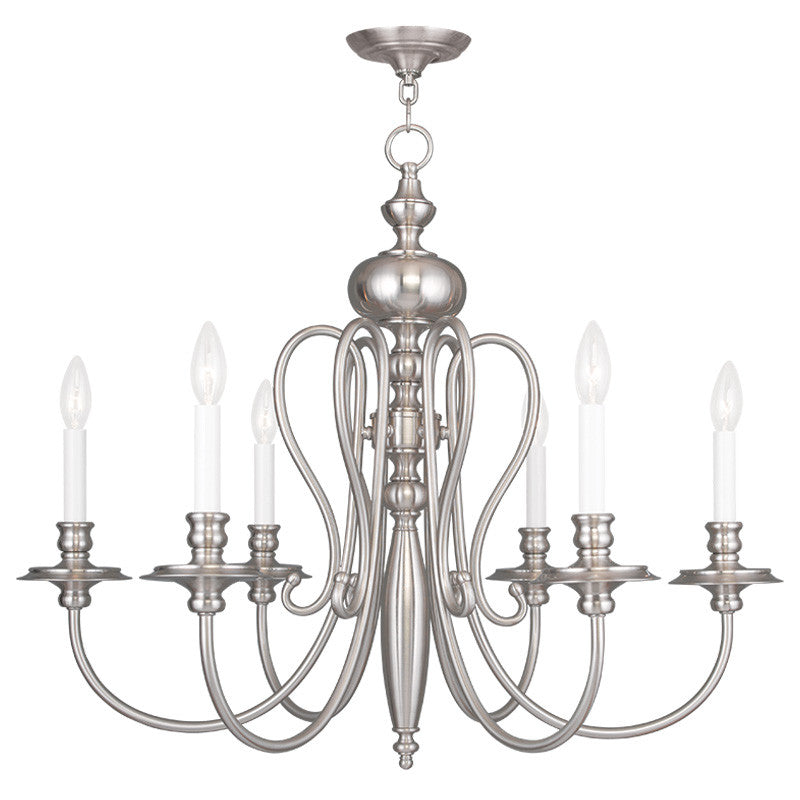 Livex Caldwell 6 Light Brushed Nickel Chandelier - C185-5166-91