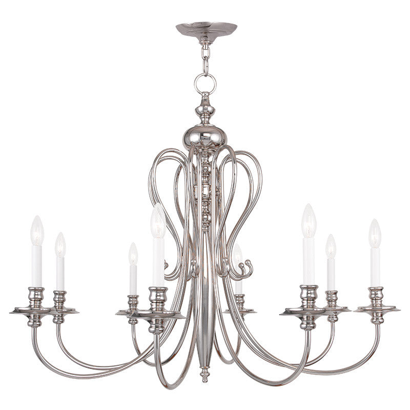 Livex Caldwell 8 Light Polished Nickel Chandelier - C185-5168-35