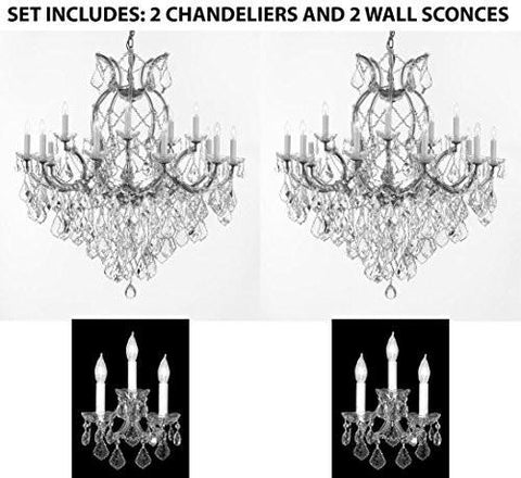 Set Of 4 - 2 Maria Theresa Chandelier Crystal Lighting Chandeliers H38" X W37" And 2 Maria Theresa Wall Sconce Crystal Lighting H14" x W11.5" - 2Ea Cs/1/21510/15+1 2Ea Cs/2813/3 A500-