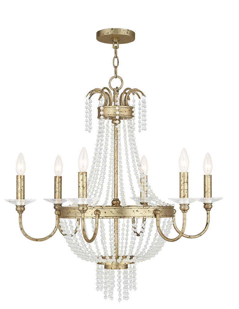 Livex Valentina 6 Light Winter Gold Chandelier - C185-51846-28