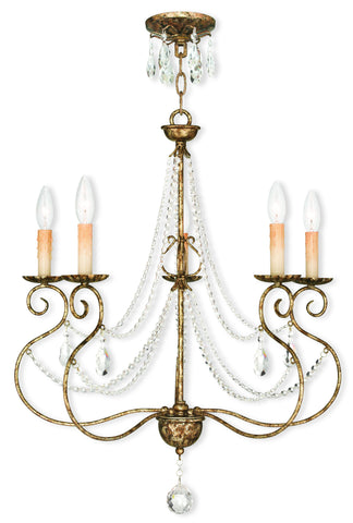 Livex Isabella 5 Light European Bronze Chandelier - C185-51905-36