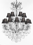 Swarovski Crystal Trimmed Chandelier Maria Theresa Crystal Chandelier Chandeliers Lighting With Black Shades H 36" X W 28" - Great For Dining Room Entryway Or Living Room - A500-B12/Cs/Blackshades/152/18Sw