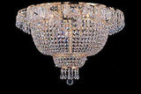 Set of 2-1 French Empire Crystal Gold Chandelier Lighting - Great for The Dining Room, Foyer, Entry Way, Living Room - H50" X W24" and 1 Flush French Empire Crystal Chandelier Lighting 19.5" X 24" - 1EA C7/928/9 + 1EA FLUSH/CG/928/9