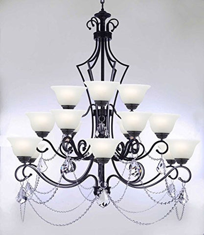 Wrought Iron Chandelier Empress Crystal (Tm) Chandeliers Lighting H51 - G7-B22/B12/451/15